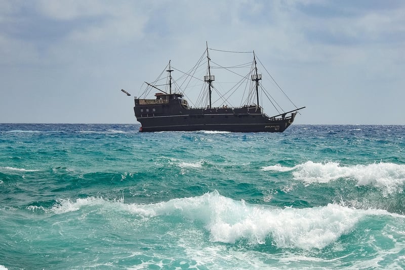 Pirate Ship on the Ocean